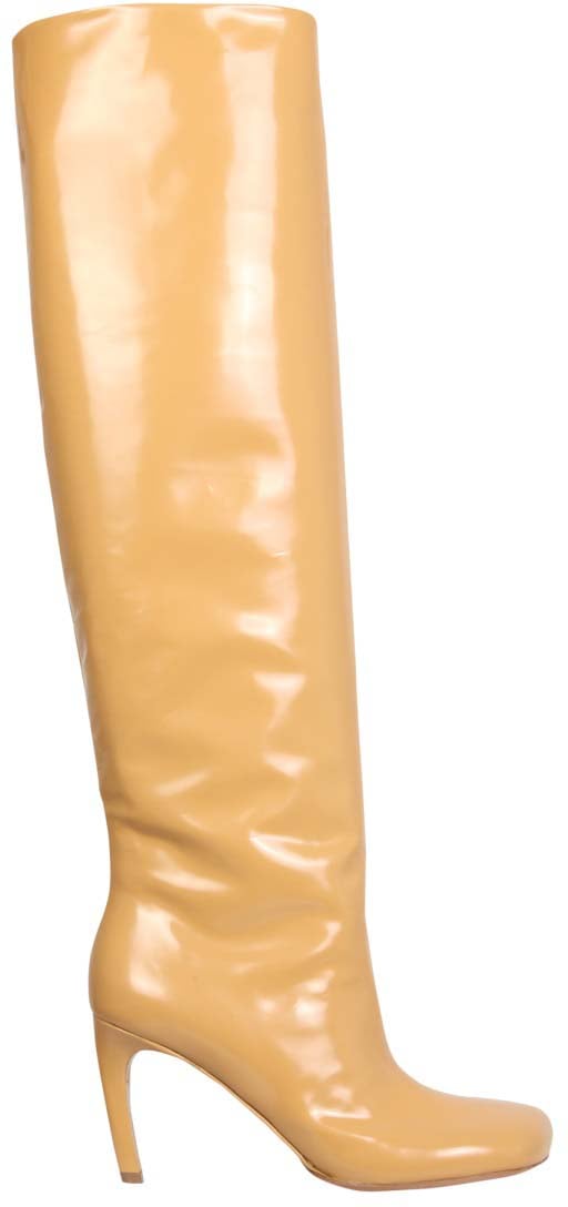 Brown Calf Leather High Boots With 8 Cm Heel