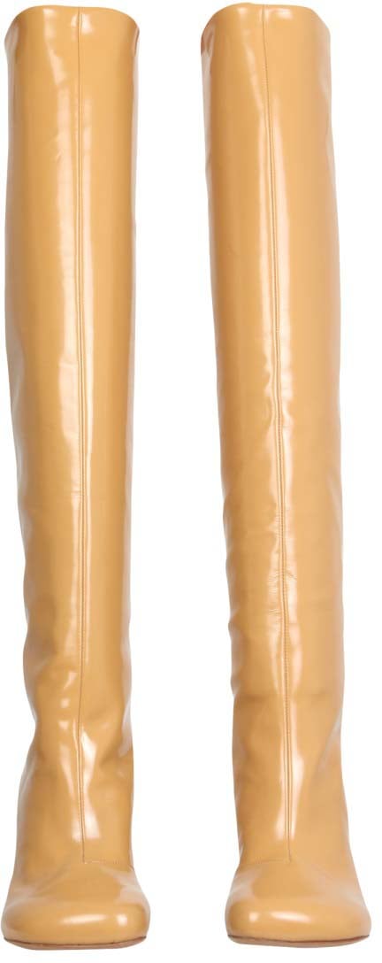 Brown Calf Leather High Boots With 8 Cm Heel