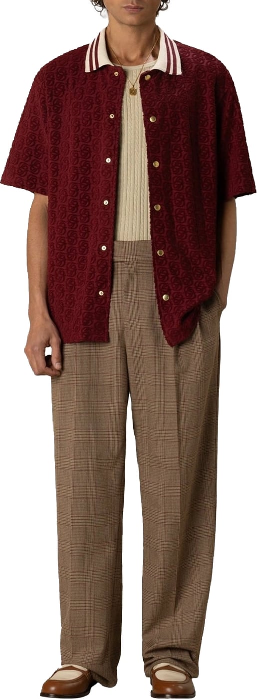 Heren Monogram Shirt Bordeauxrood