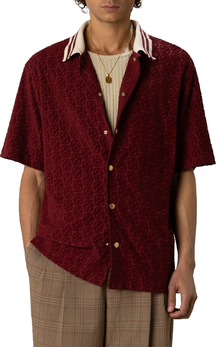 Heren Monogram Shirt Bordeauxrood