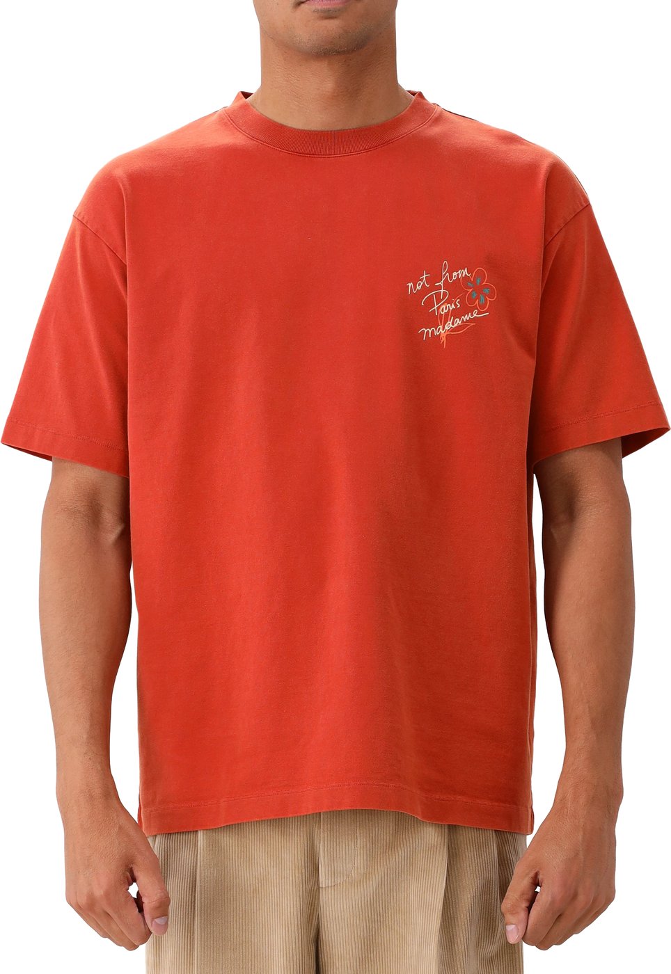 Drôle de Monsieur T-shirt Rood Esquisse Slogan