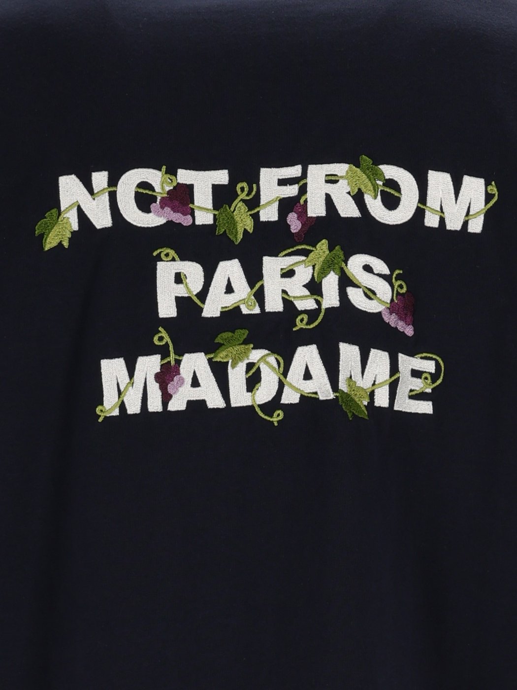 Navy Vine Embroidered Slogan T-Shirt