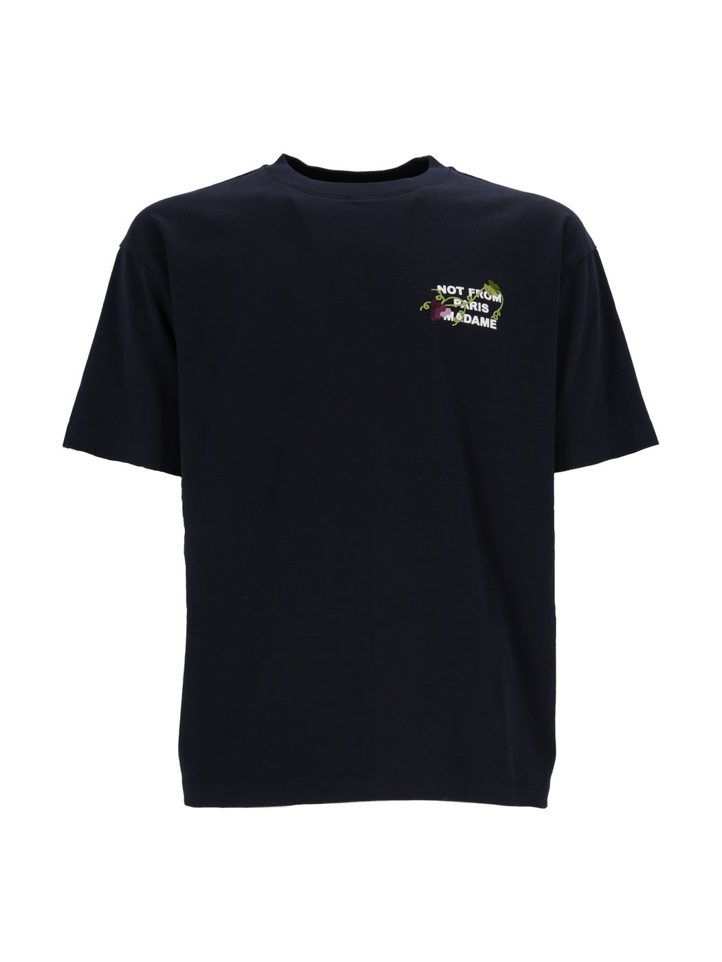 Navy Vine Embroidered Slogan T-Shirt
