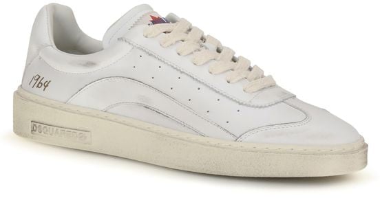 Dsquared² White Calf Leather Bos Taurus Low Top Sneakers