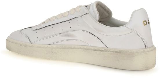Dsquared² White Calf Leather Bos Taurus Low Top Sneakers