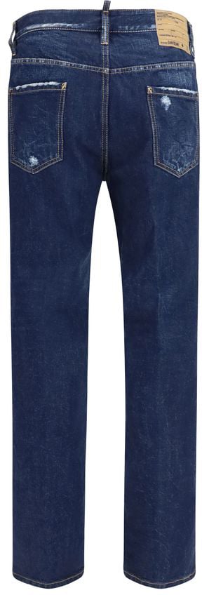 Dsquared² Blue Cotton Straight-Leg Jeans