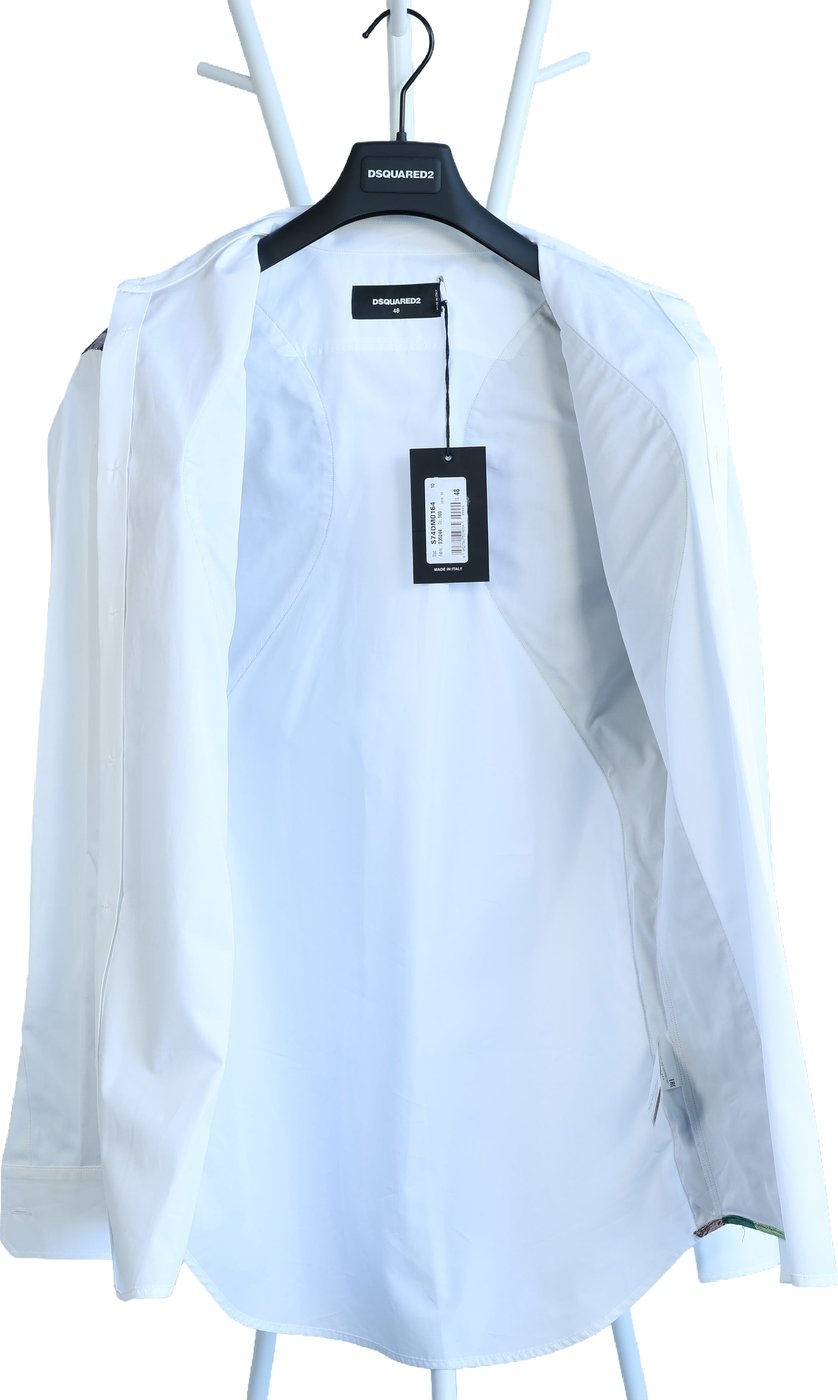 Dsquared2 Camouflage Panel White Shirt, 48 IT
