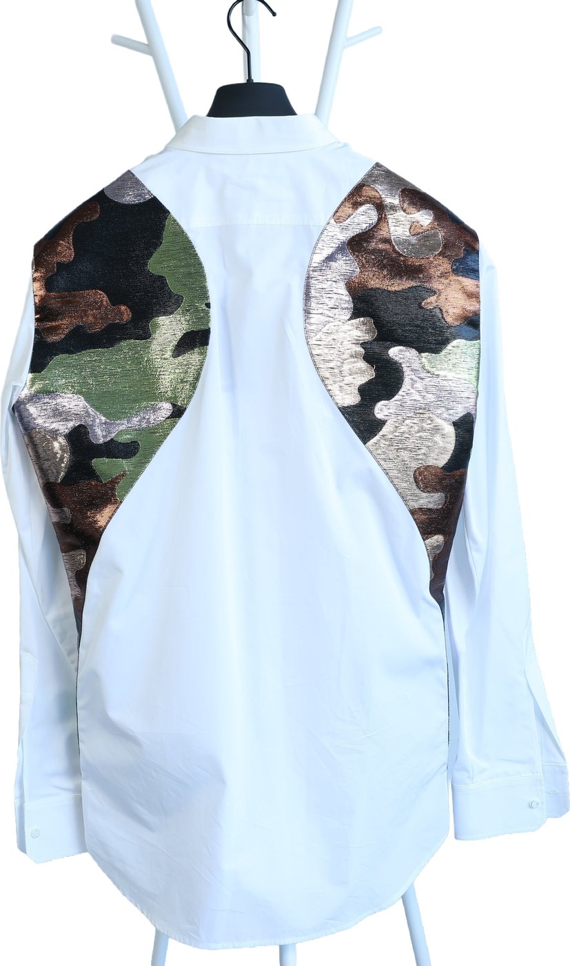 Dsquared2 Camouflage Panel White Shirt, 48 IT