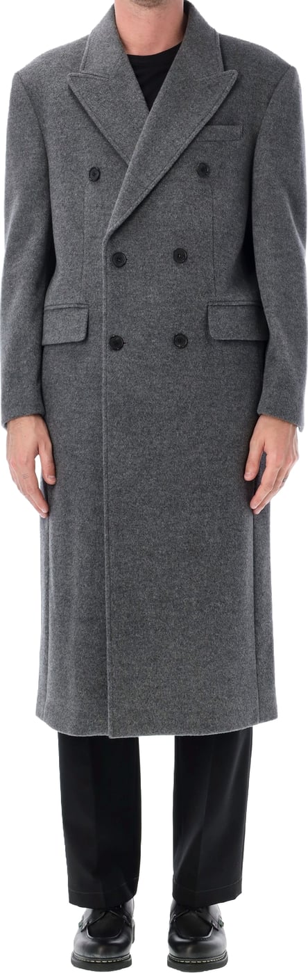 Double Breast Coat Melange Grey