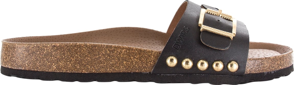 DWRS label Java black slippers met gesp