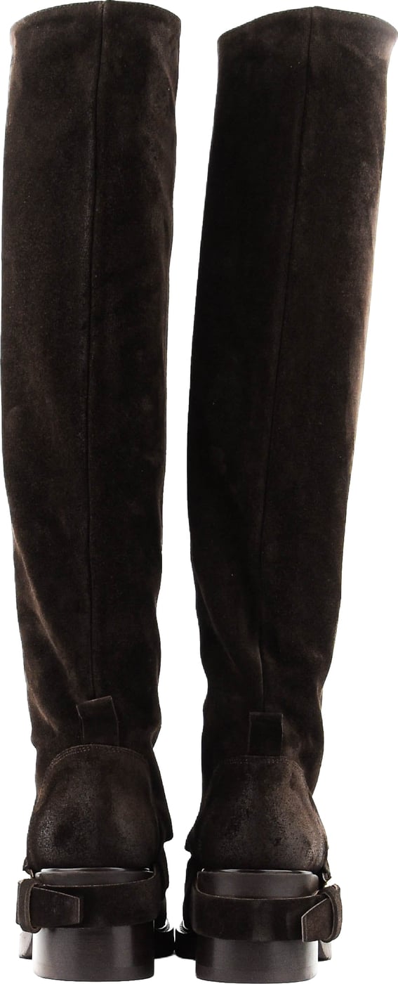 Hooded Biker Dark Brown Suede