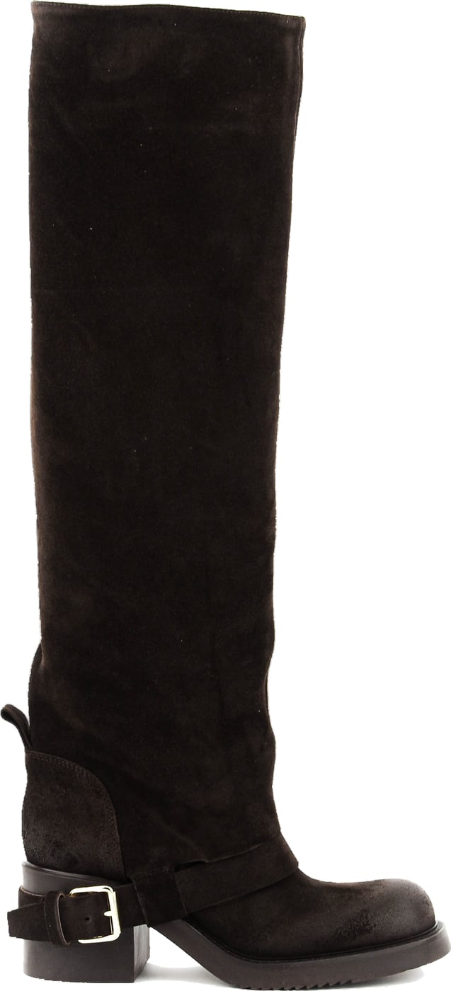 Hooded Biker Dark Brown Suede