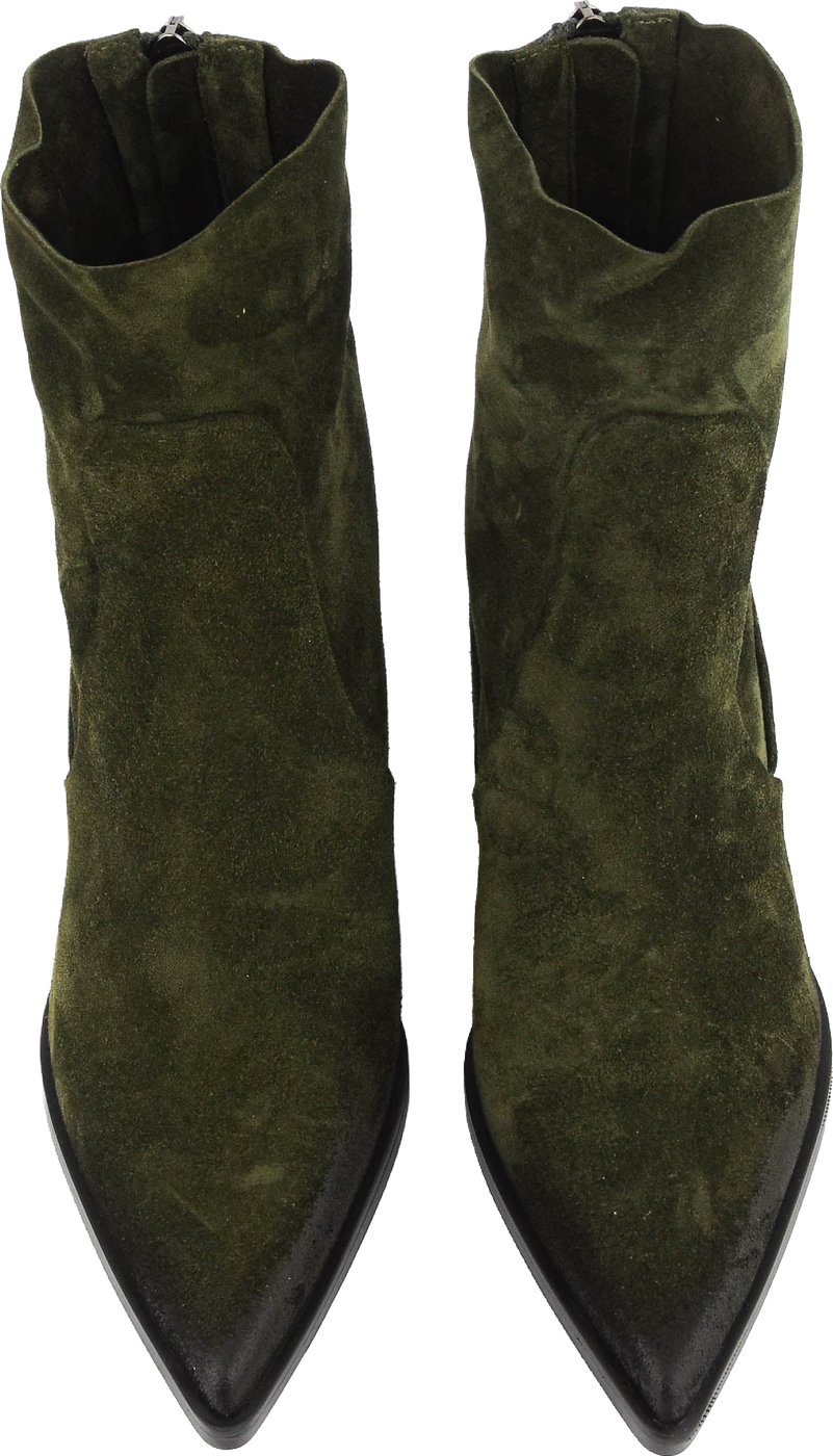 Pointy Bootie Green Suede