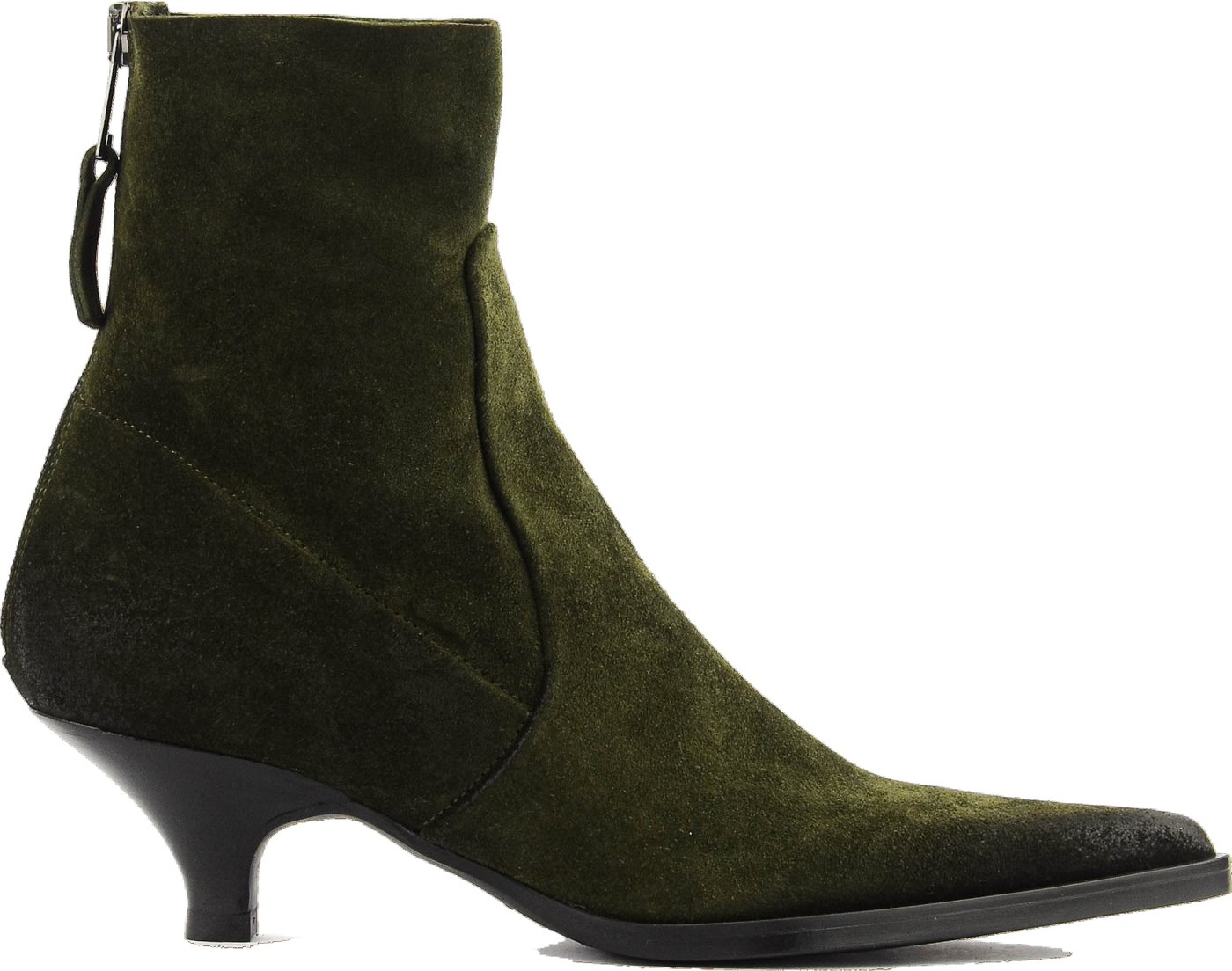 Pointy Bootie Green Suede