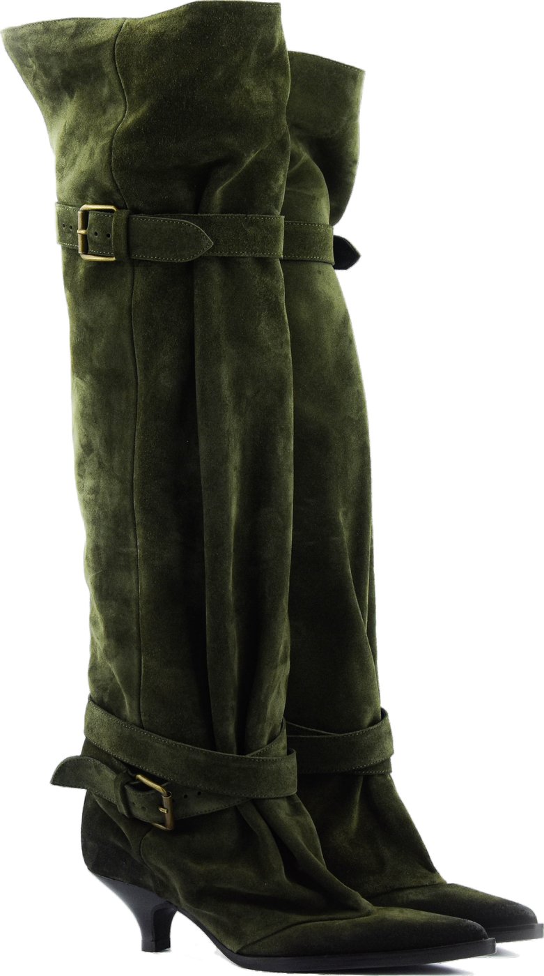 2 Buckle Slouchy Boot Queenie Green