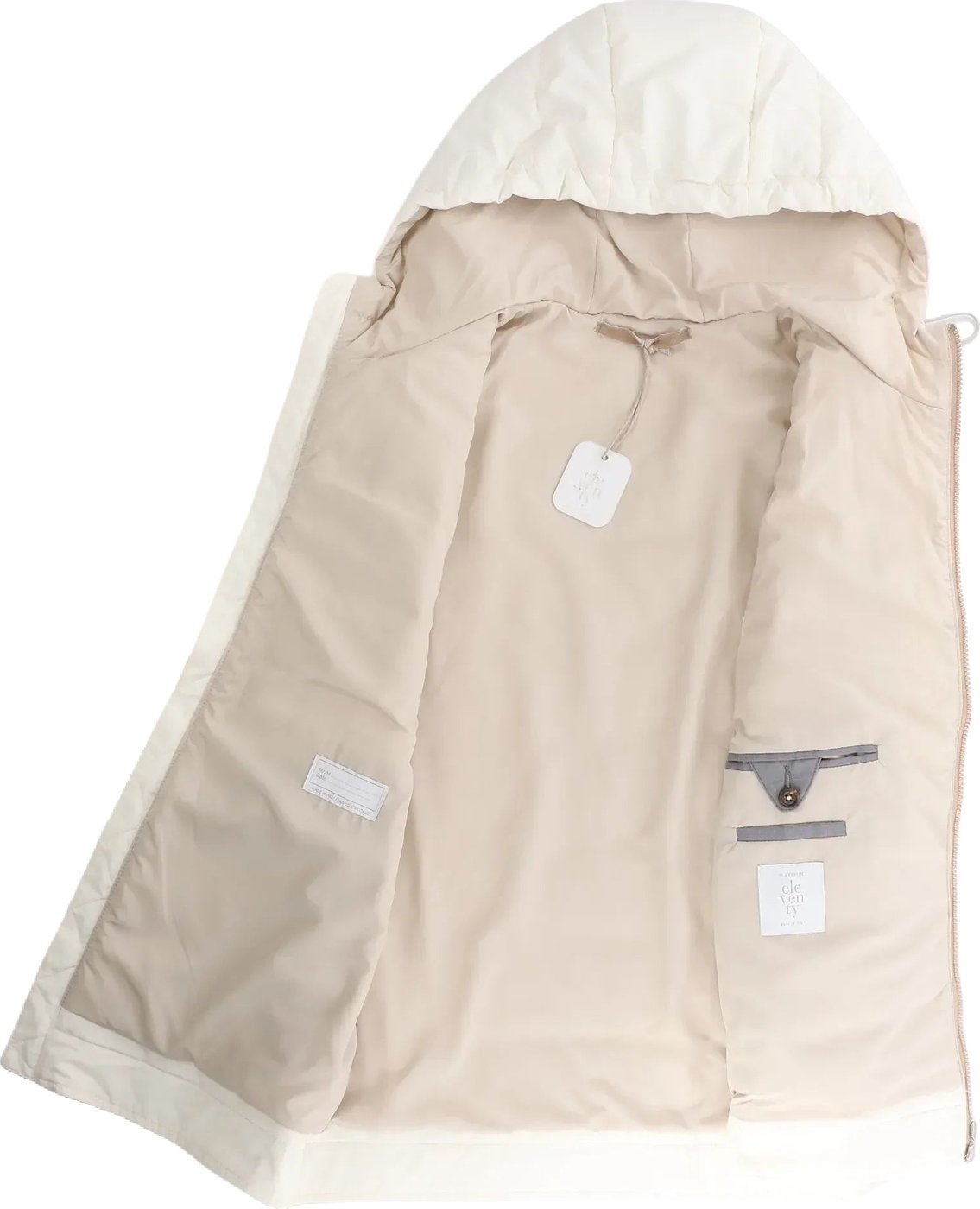 Eleventy Hooded Wool Vest in Beige, Size 50 IT