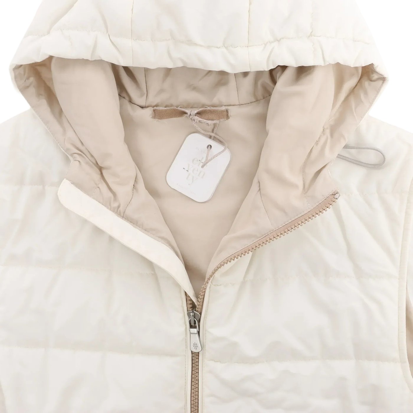 Eleventy Hooded Wool Vest in Beige, Size 50 IT