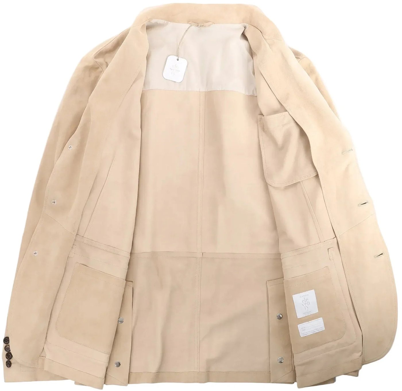 Eleventy Suede Jacket Slim Fit in Tortora Beige, Size 58 IT