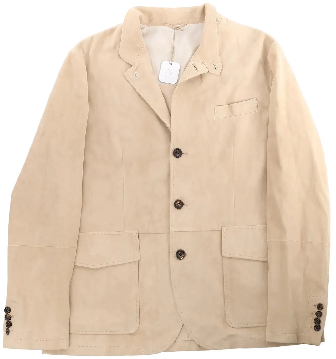Eleventy Suede Jacket Slim Fit in Tortora Beige, Size 58 IT