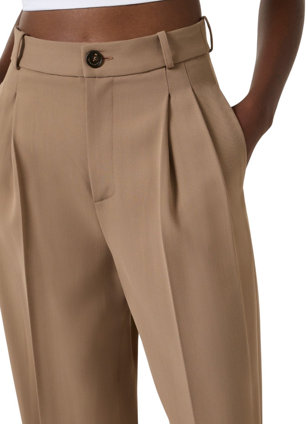 Pantalon pinces taupe argilla viscose Elisabetta Franchi Femme PA 176 6338 229