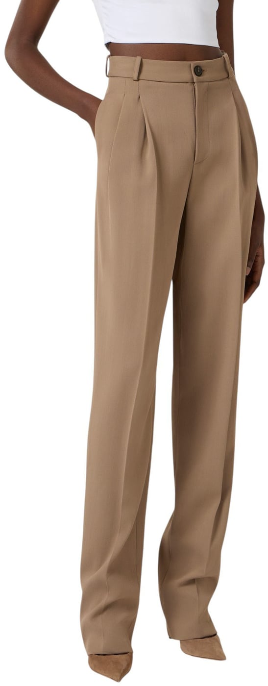 Pantalon pinces taupe argilla viscose Elisabetta Franchi Femme PA 176 6338 229