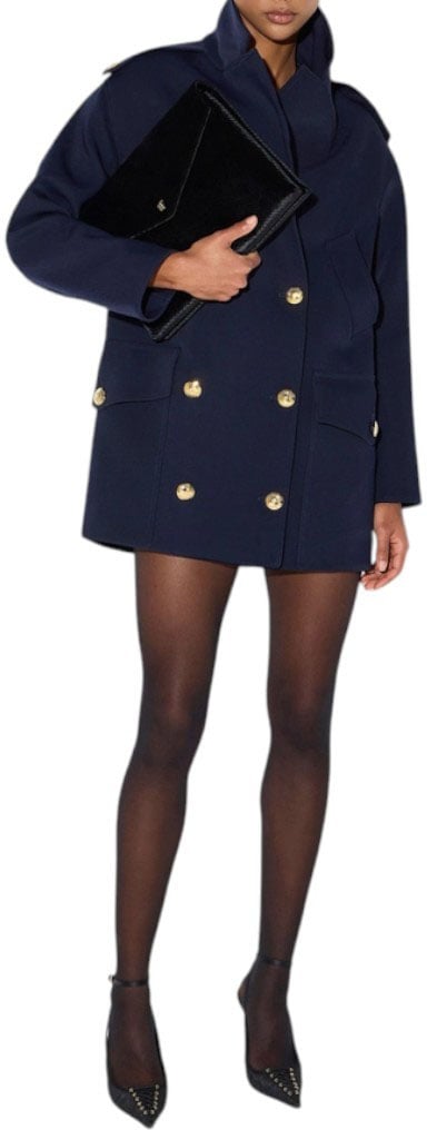 Caban tech marin black navy bouton doré Elisabetta Franchi Femme CP007 6388 H88