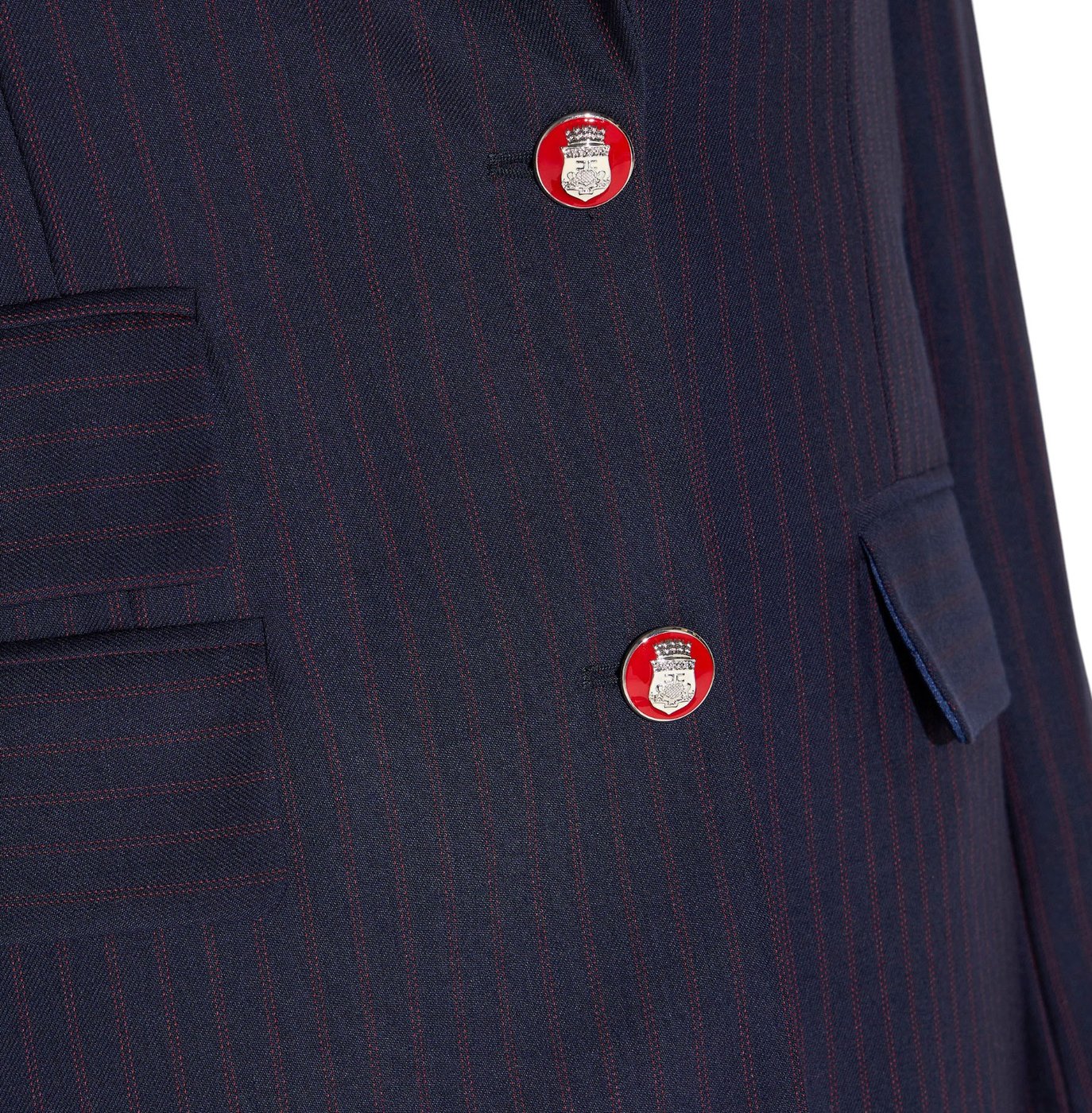 Veste tailleur loose navy rayé rouge bouton blason rouge Elisabetta Franchi Femme GI247 6382 F09