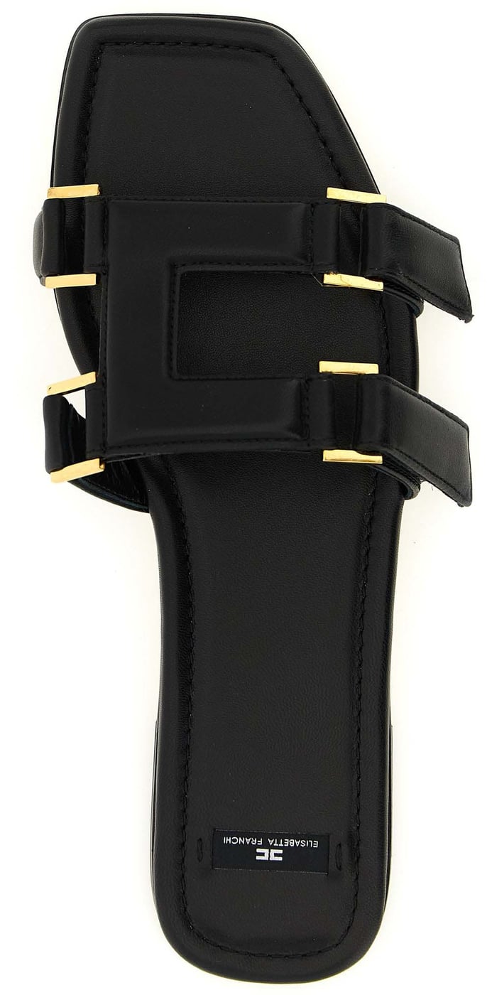 Elisabetta Franchi Black Lambskin Slides