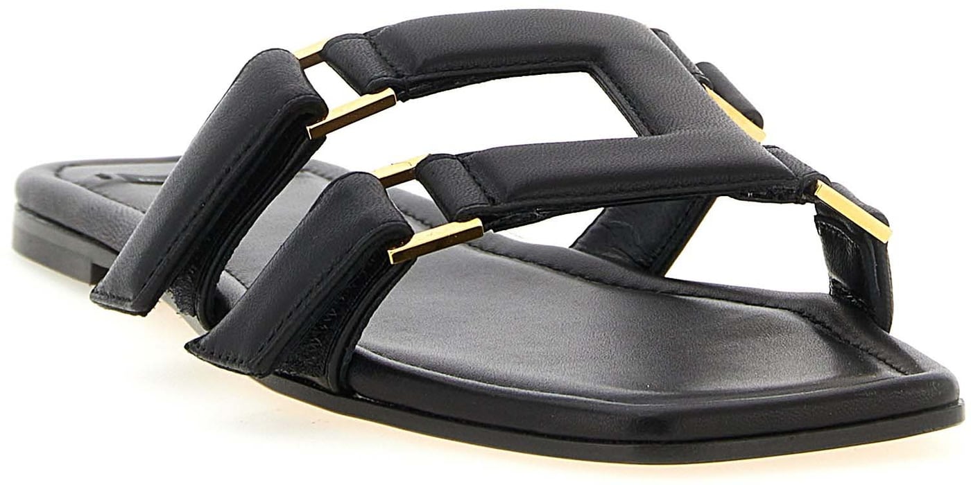 Elisabetta Franchi Black Lambskin Slides