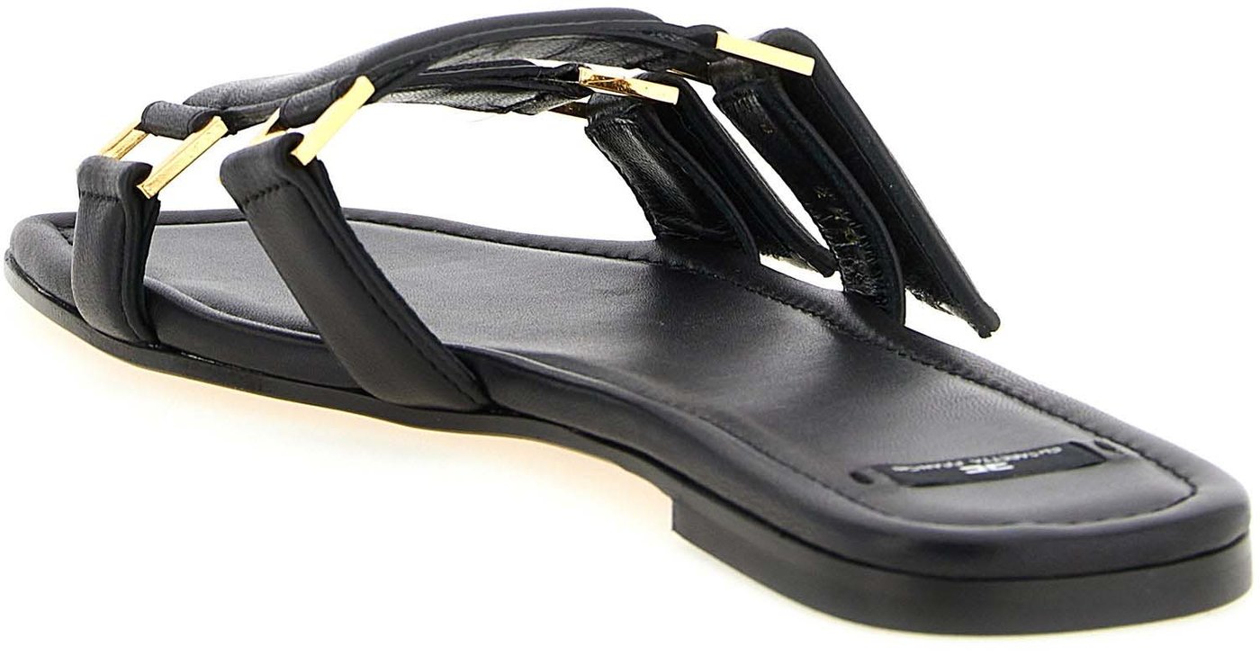 Elisabetta Franchi Black Lambskin Slides