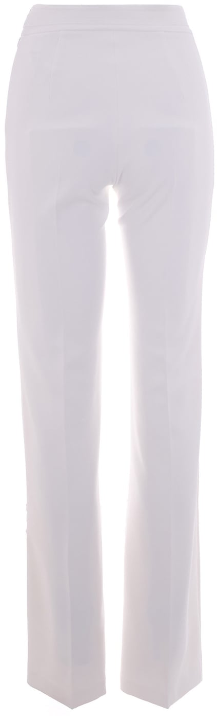 Double Crepe Stretch Pants With Distinct Side Slits And Logo Charm