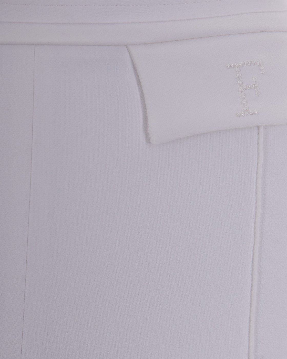 Double Crepe Stretch Pants With Distinct Side Slits And Logo Charm
