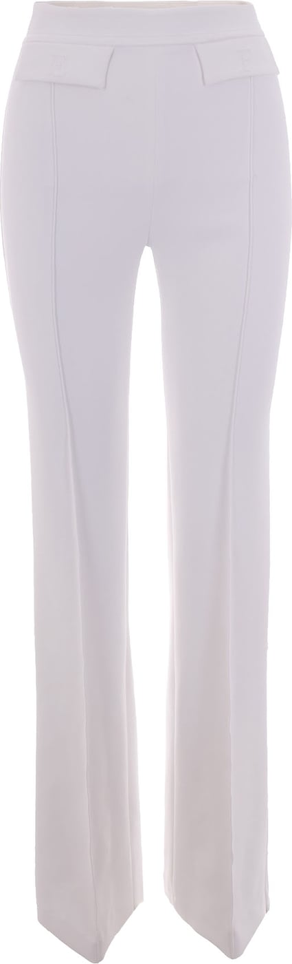 Double Crepe Stretch Pants With Distinct Side Slits And Logo Charm