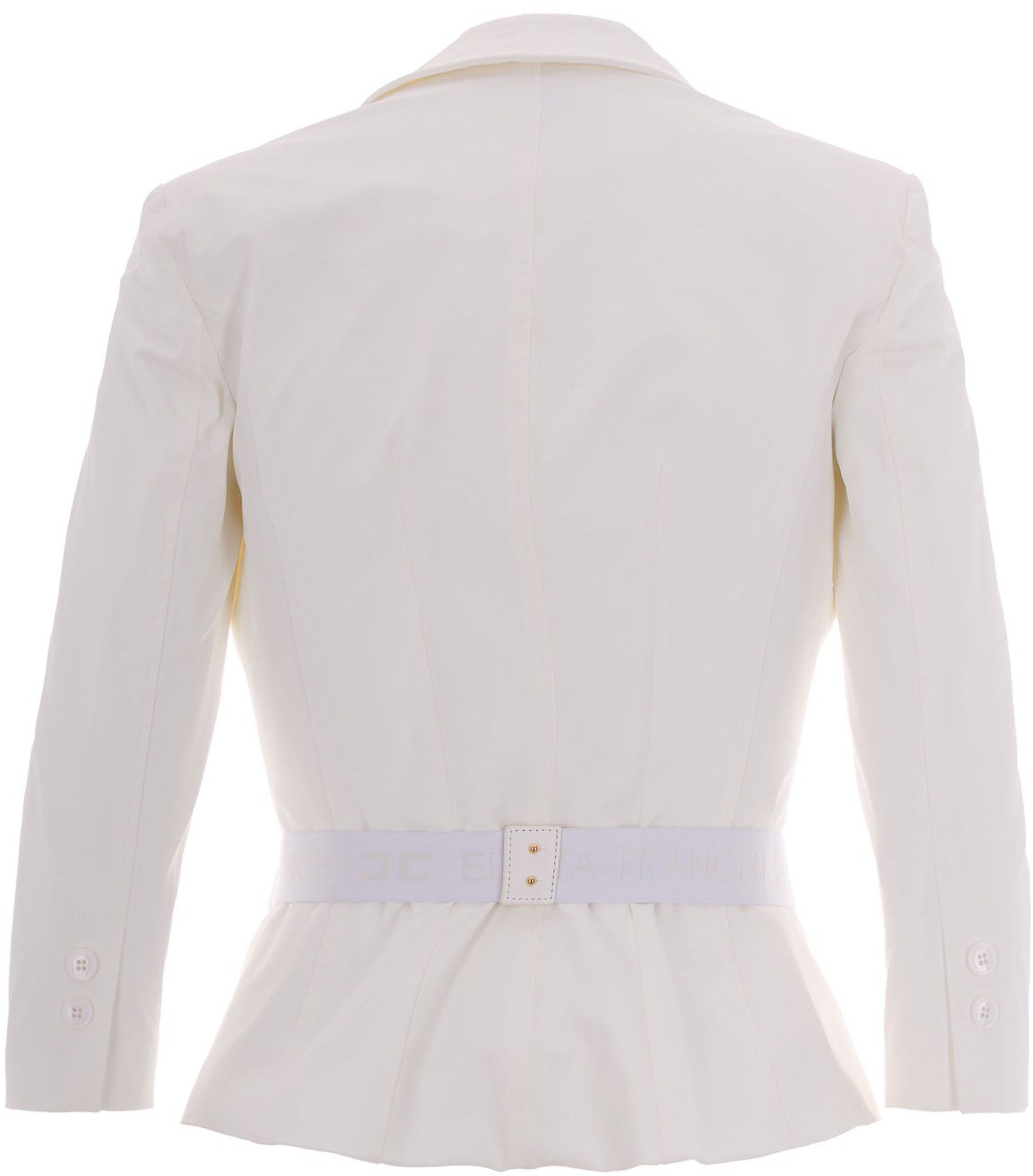 Ivory Bi-Elastane Blazer With Classic Lapel And Gold Accents