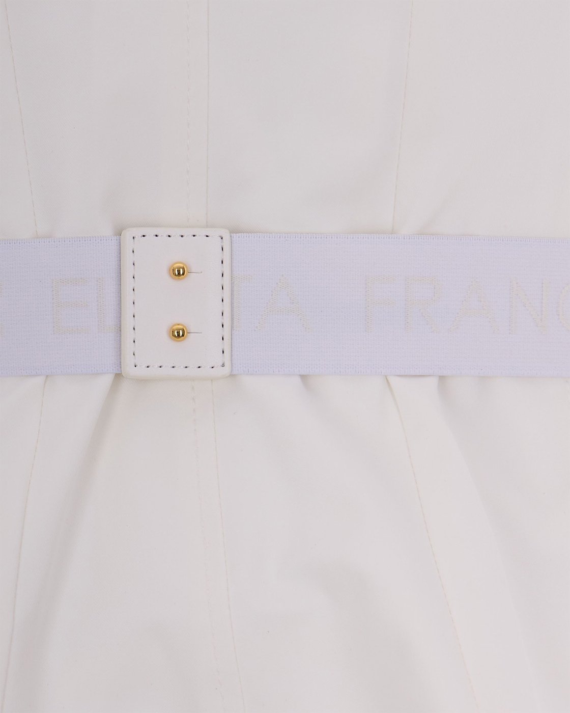 Ivory Bi-Elastane Blazer With Classic Lapel And Gold Accents