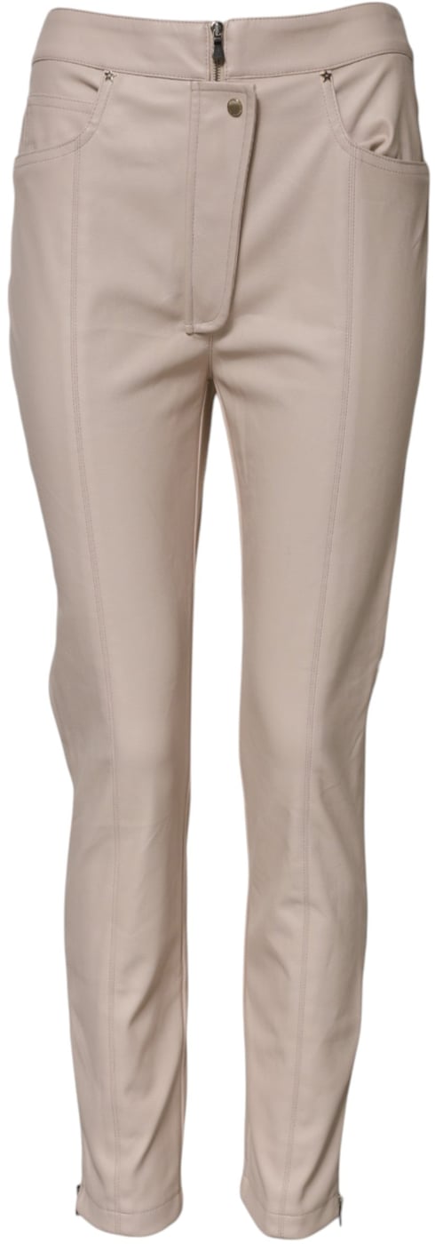 Elisabetta Franchi Beige High Waist Tapered Pants