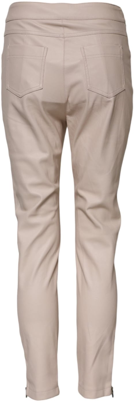Elisabetta Franchi Beige High Waist Tapered Pants
