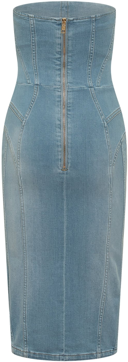 Abito Lungo in Denim con Lacci