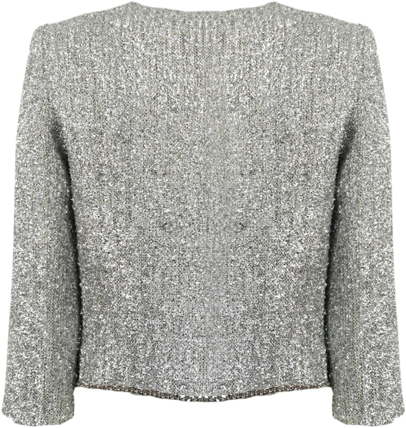 Silver Cropped Jacket With Charms Silver