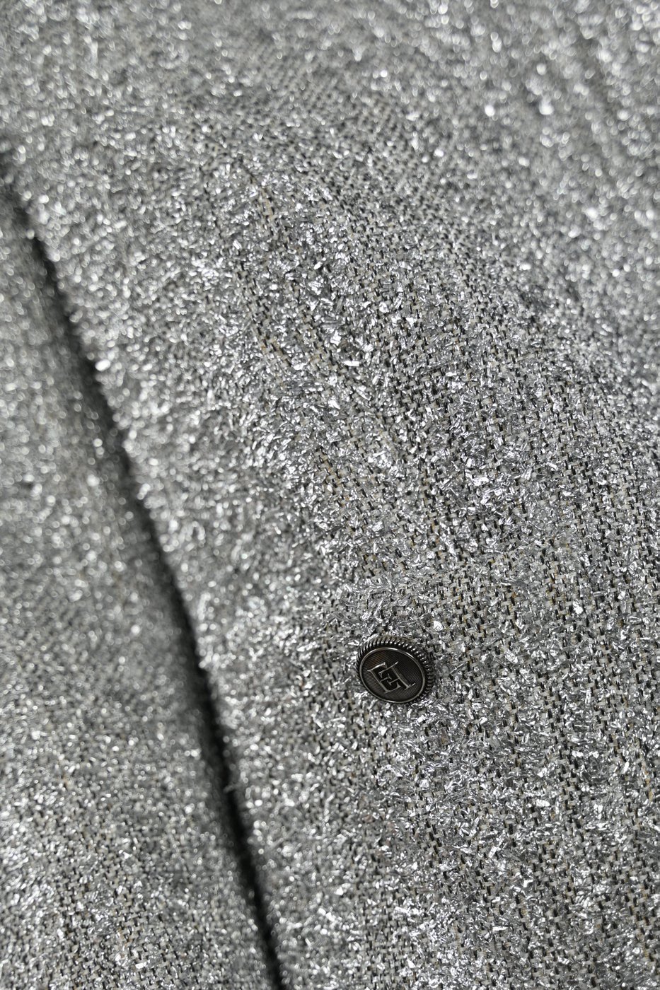 Silver Cropped Jacket With Charms Silver