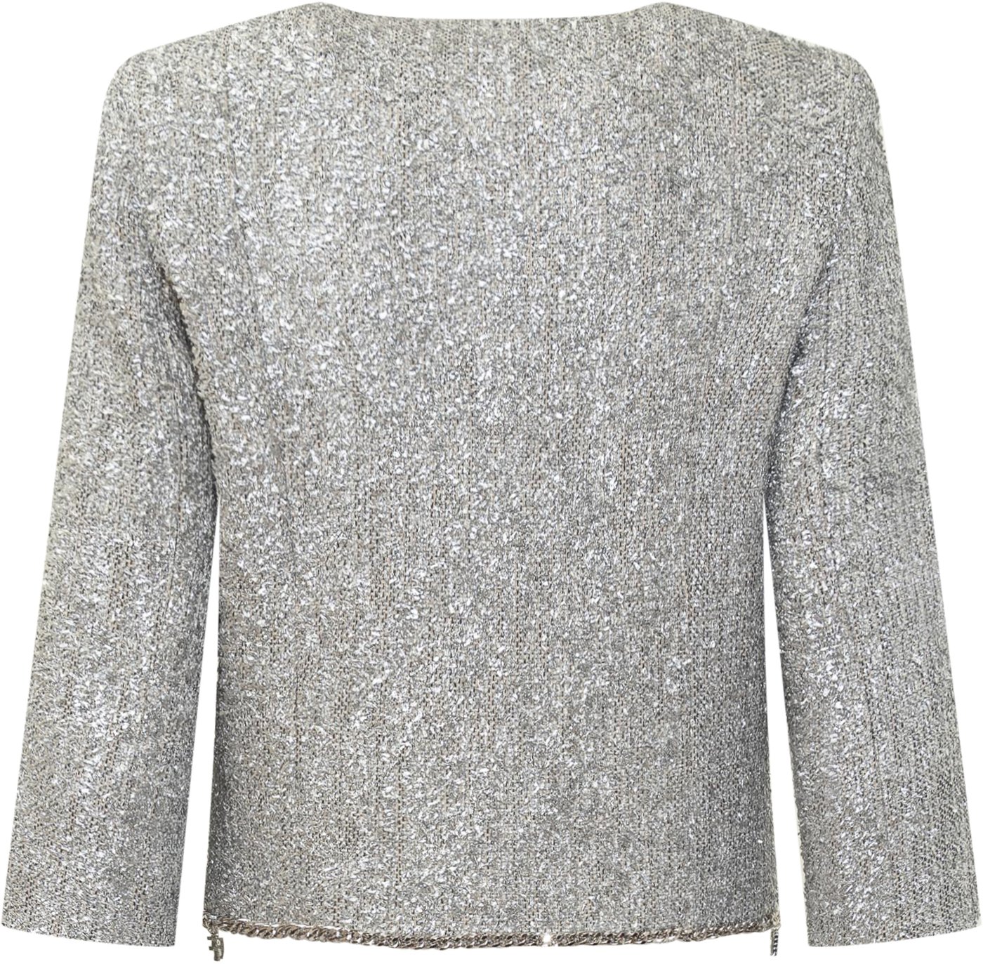 Silver Cropped Jacket With Charms Silver