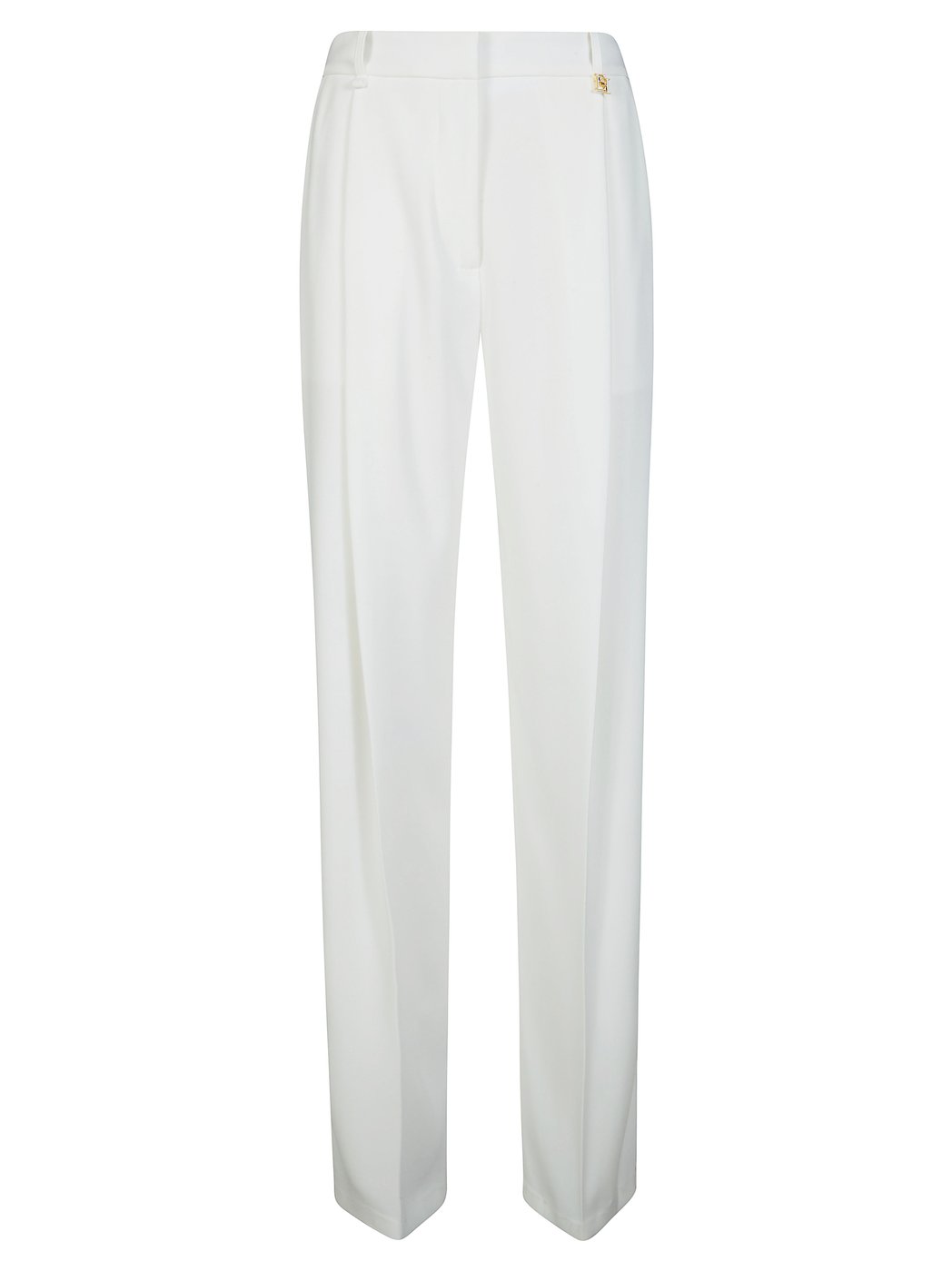 High Waist Pleated Gold Logo Trousers