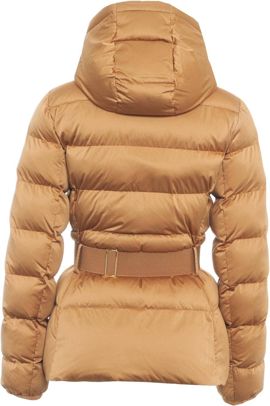 Puffer jacket with waist belt
