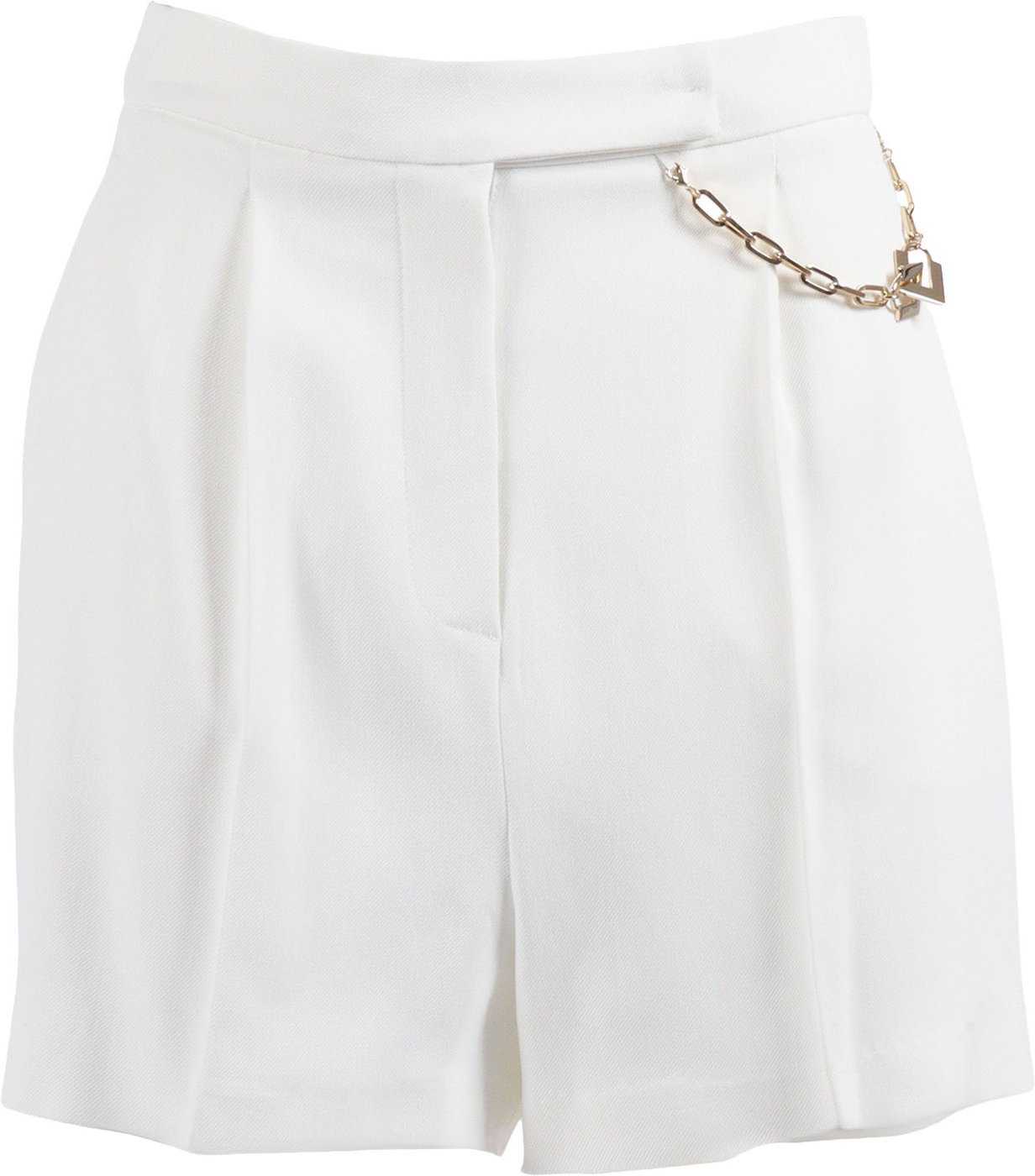 White Tailored Gold Chain Shorts