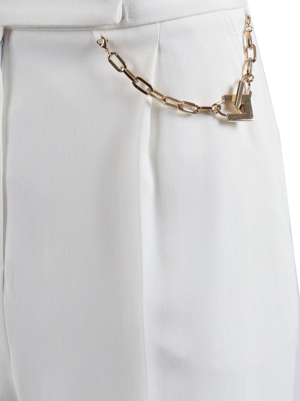 White Tailored Gold Chain Shorts