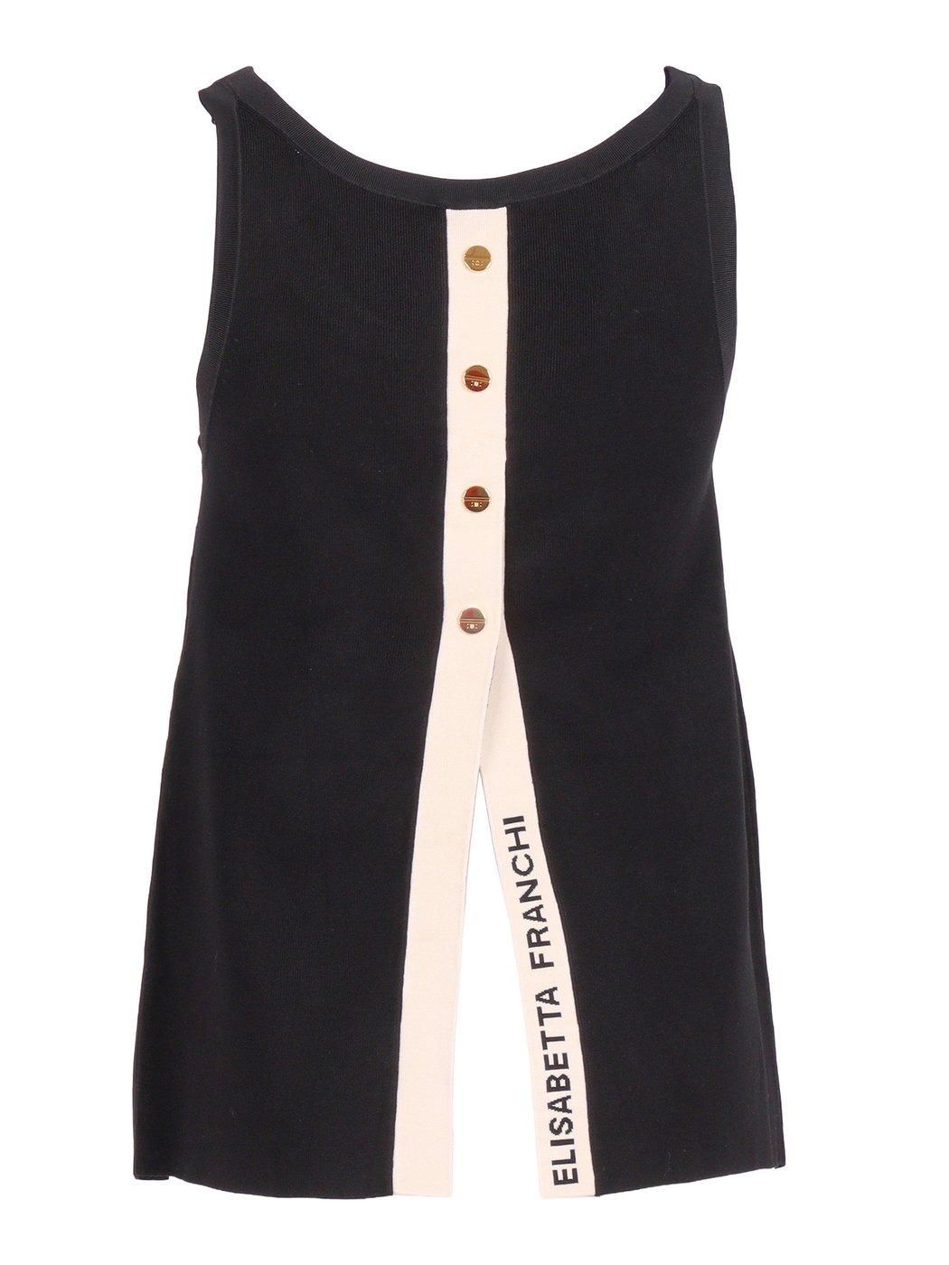 Sleeveless Tricot Contrast Gold Tank Top