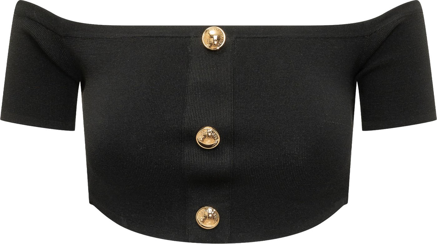 Top Tricot con Spalle Scoperte e Bottoni