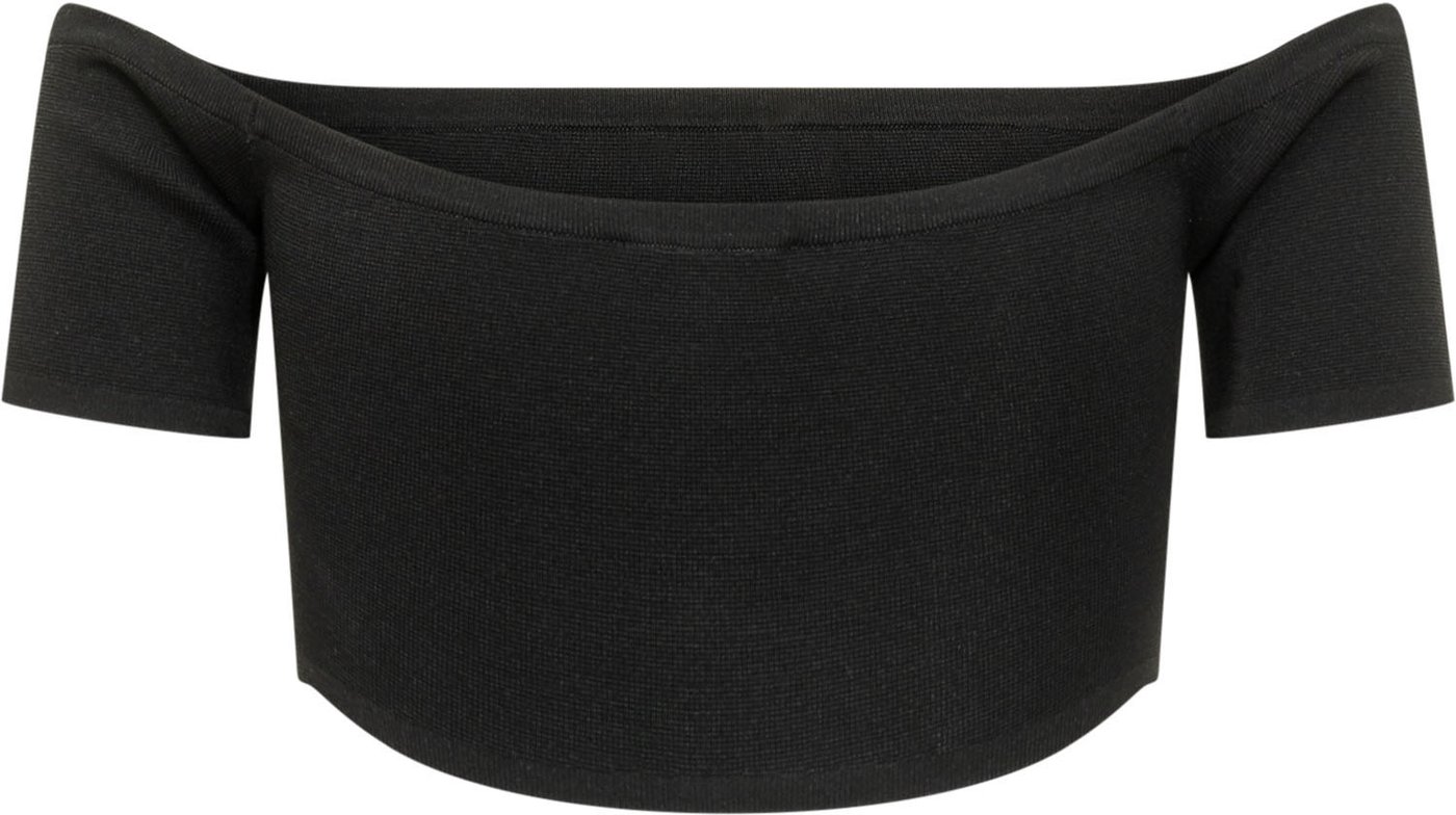 Top Tricot con Spalle Scoperte e Bottoni
