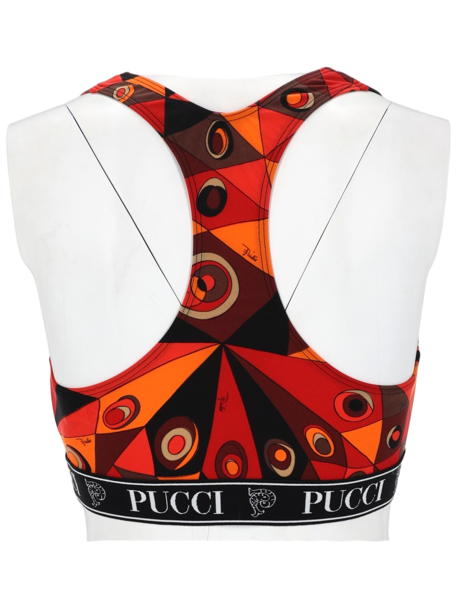 Cropped Geometric Pattern Racerback Bra