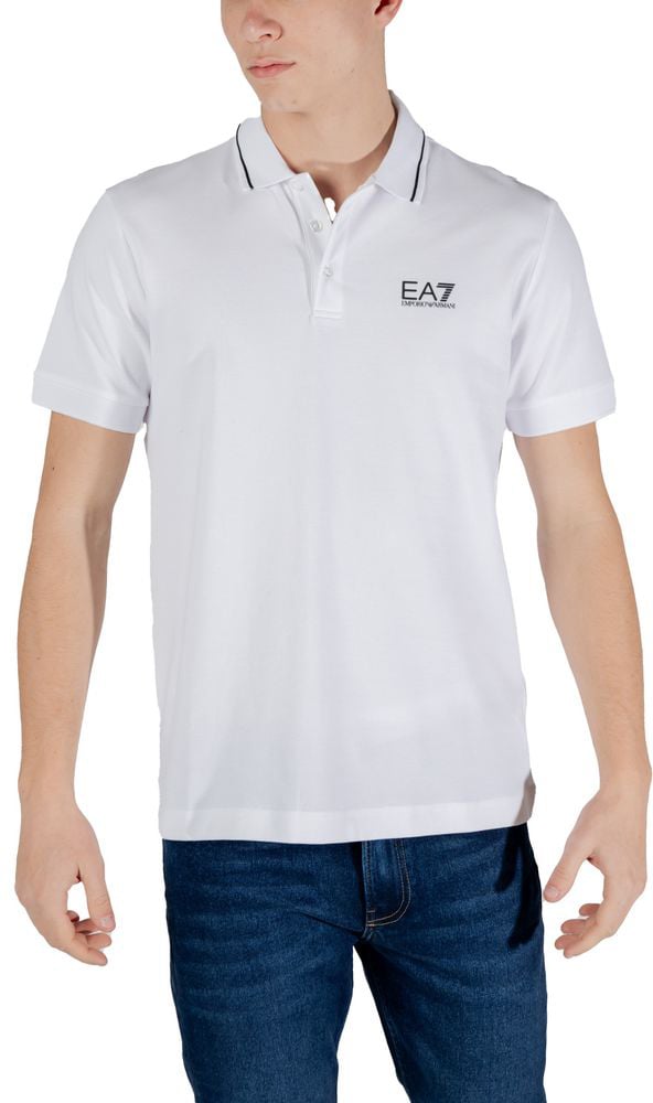 EA7 Emporio Armani White Cotton Polo Shirt